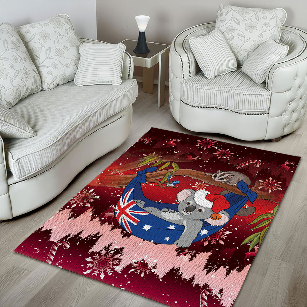 Aussie Festive Koala Christmas Area Rug Koala-ty Time Flag Hammock Red Style