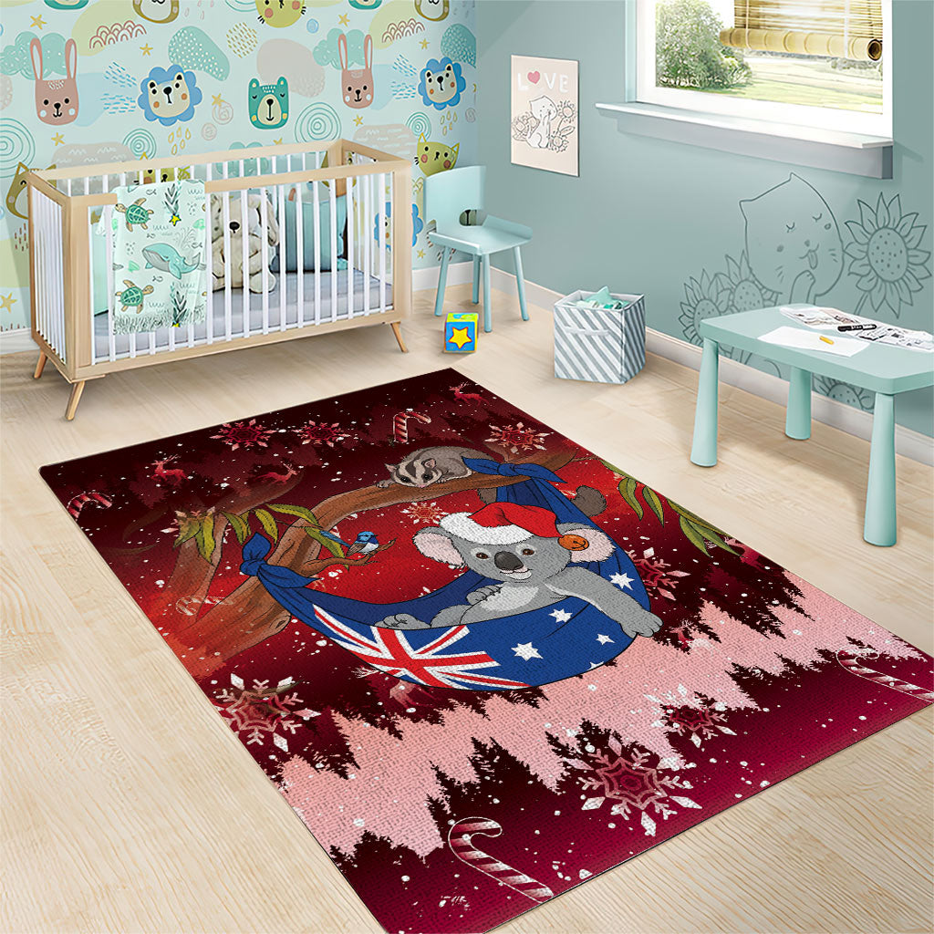 Aussie Festive Koala Christmas Area Rug Koala-ty Time Flag Hammock Red Style