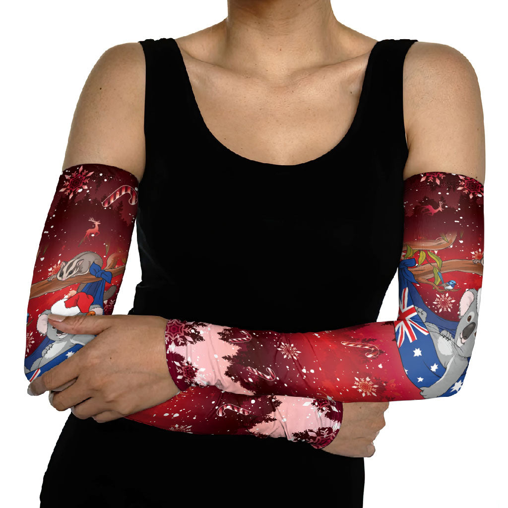Aussie Festive Koala Christmas Arm Sleeves Koala-ty Time Flag Hammock Red Style