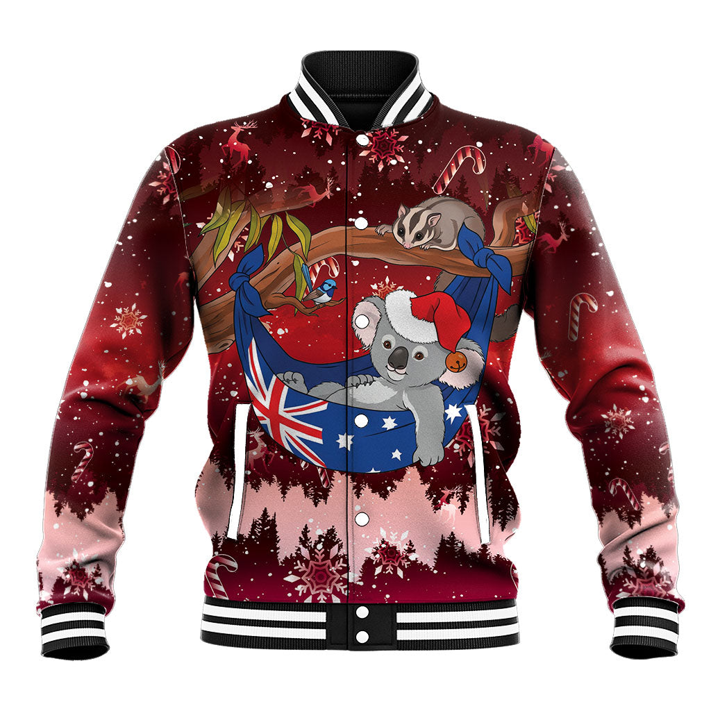 Aussie Festive Koala Christmas Baseball Jacket Koala-ty Time Flag Hammock Red Style