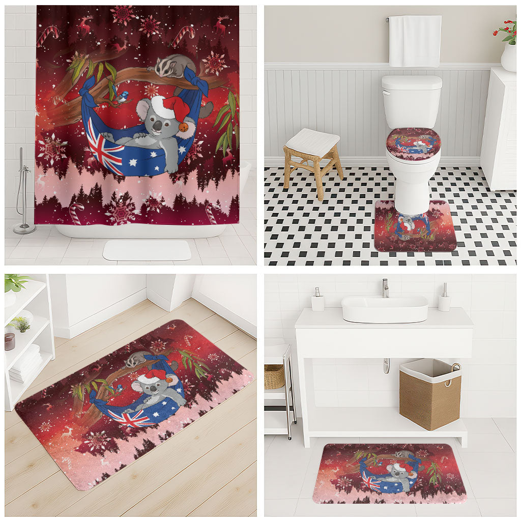 Aussie Festive Koala Christmas Bathroom Set Koala-ty Time Flag Hammock Red Style