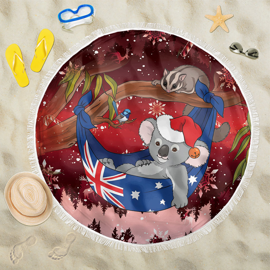 Aussie Festive Koala Christmas Beach Blanket Koala-ty Time Flag Hammock Red Style