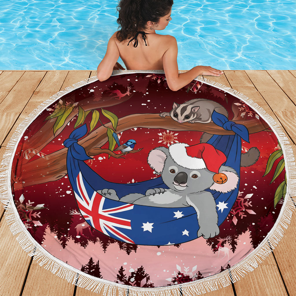Aussie Festive Koala Christmas Beach Blanket Koala-ty Time Flag Hammock Red Style