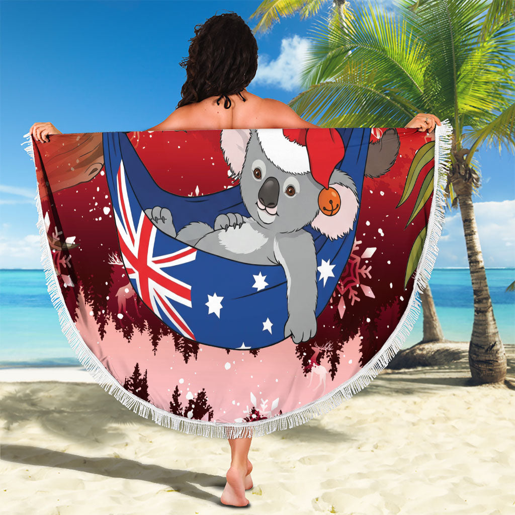 Aussie Festive Koala Christmas Beach Blanket Koala-ty Time Flag Hammock Red Style