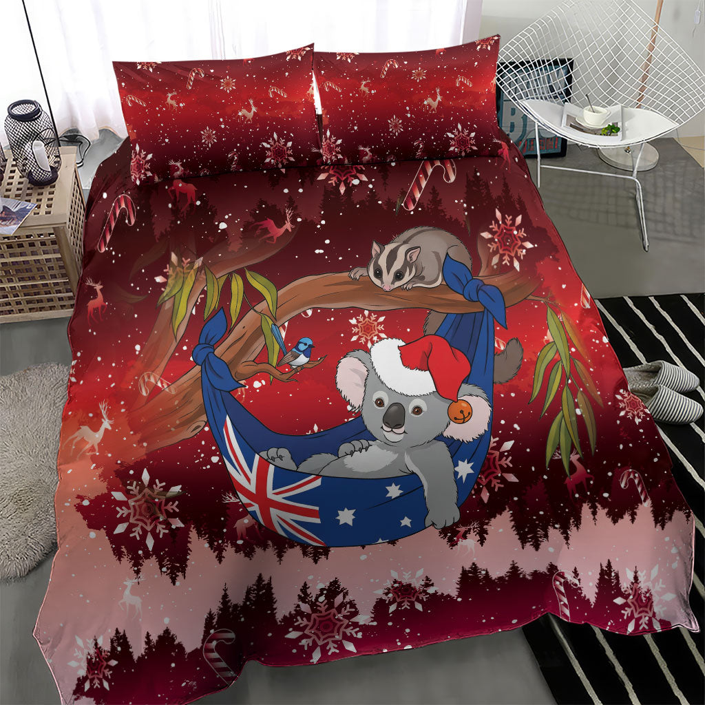 Aussie Festive Koala Christmas Bedding Set Koala-ty Time Flag Hammock Red Style