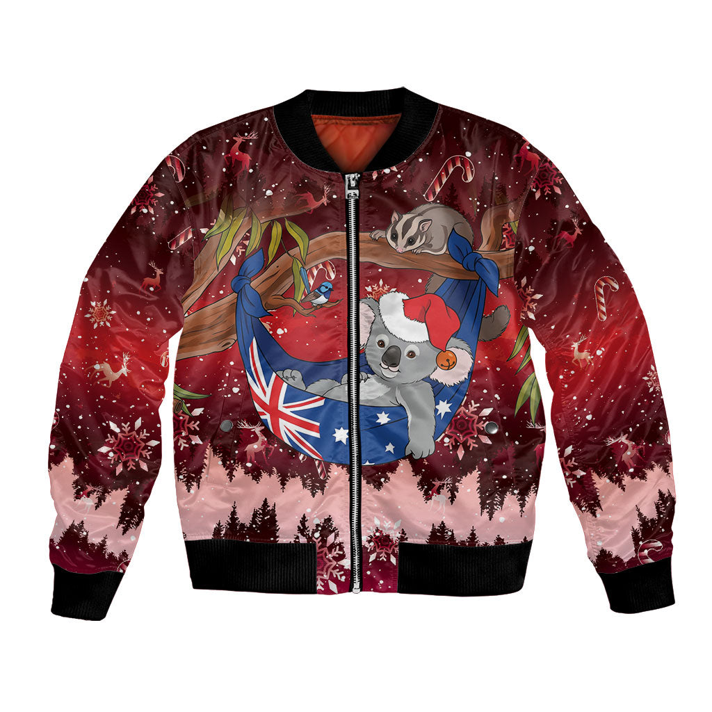 Aussie Festive Koala Christmas Bomber Jacket Koala-ty Time Flag Hammock Red Style