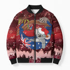 Aussie Festive Koala Christmas Bomber Puffer Jacket Koala-ty Time Flag Hammock Red Style