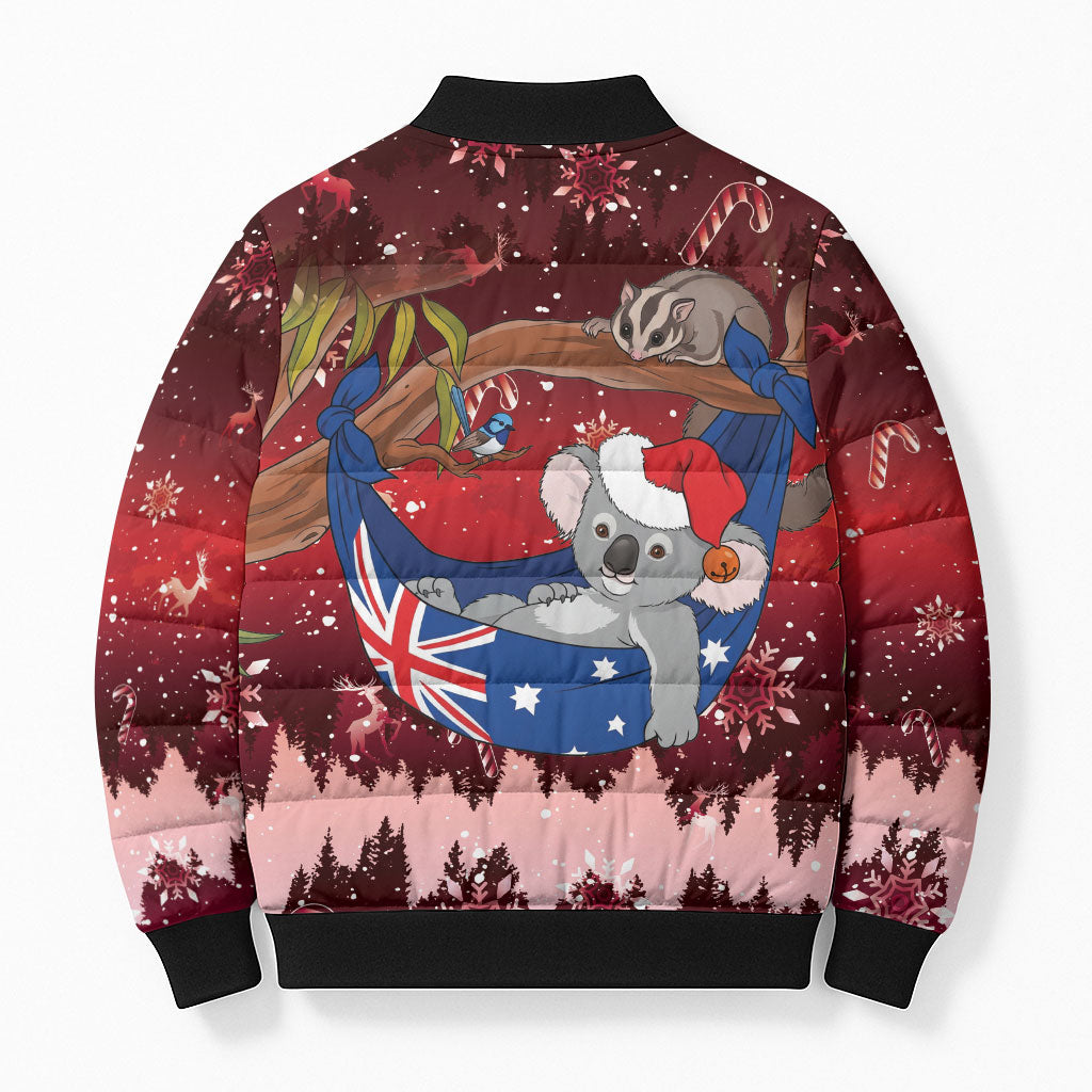 Aussie Festive Koala Christmas Bomber Puffer Jacket Koala-ty Time Flag Hammock Red Style