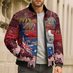 Aussie Festive Koala Christmas Bomber Puffer Jacket Koala-ty Time Flag Hammock Red Style
