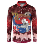 Aussie Festive Koala Christmas Button Sweatshirt Koala-ty Time Flag Hammock Red Style
