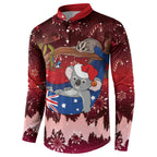Aussie Festive Koala Christmas Button Sweatshirt Koala-ty Time Flag Hammock Red Style