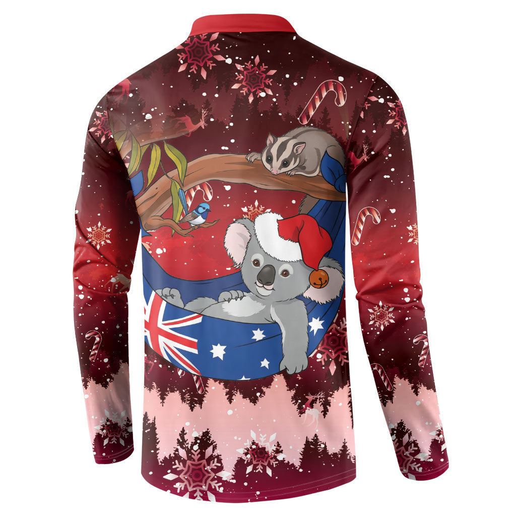 Aussie Festive Koala Christmas Button Sweatshirt Koala-ty Time Flag Hammock Red Style