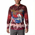 Aussie Festive Koala Christmas Button Sweatshirt Koala-ty Time Flag Hammock Red Style