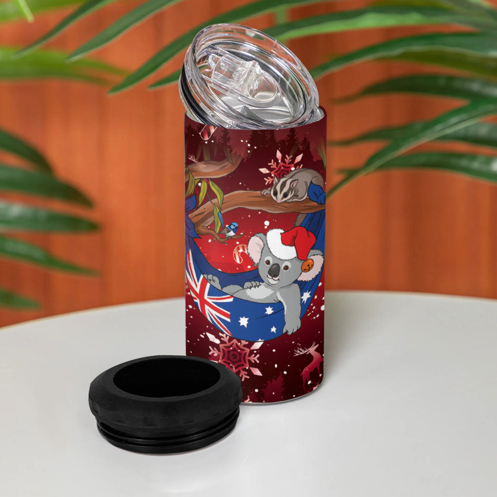 Aussie Festive Koala Christmas 4 in 1 Can Cooler Tumbler Koala-ty Time Flag Hammock Red Style