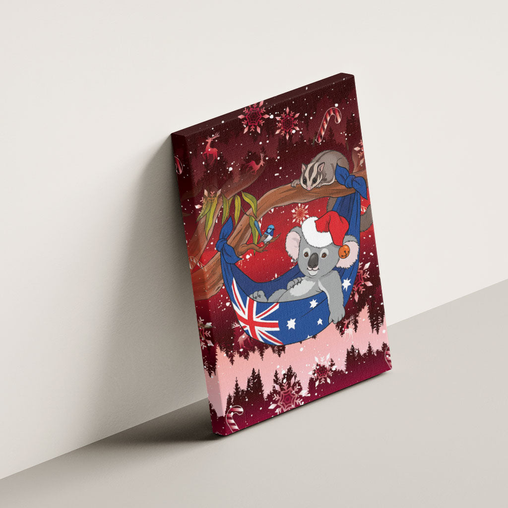 Aussie Festive Koala Christmas Canvas Wall Art Koala-ty Time Flag Hammock Red Style