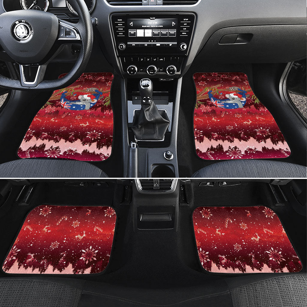 Aussie Festive Koala Christmas Car Mats Koala-ty Time Flag Hammock Red Style
