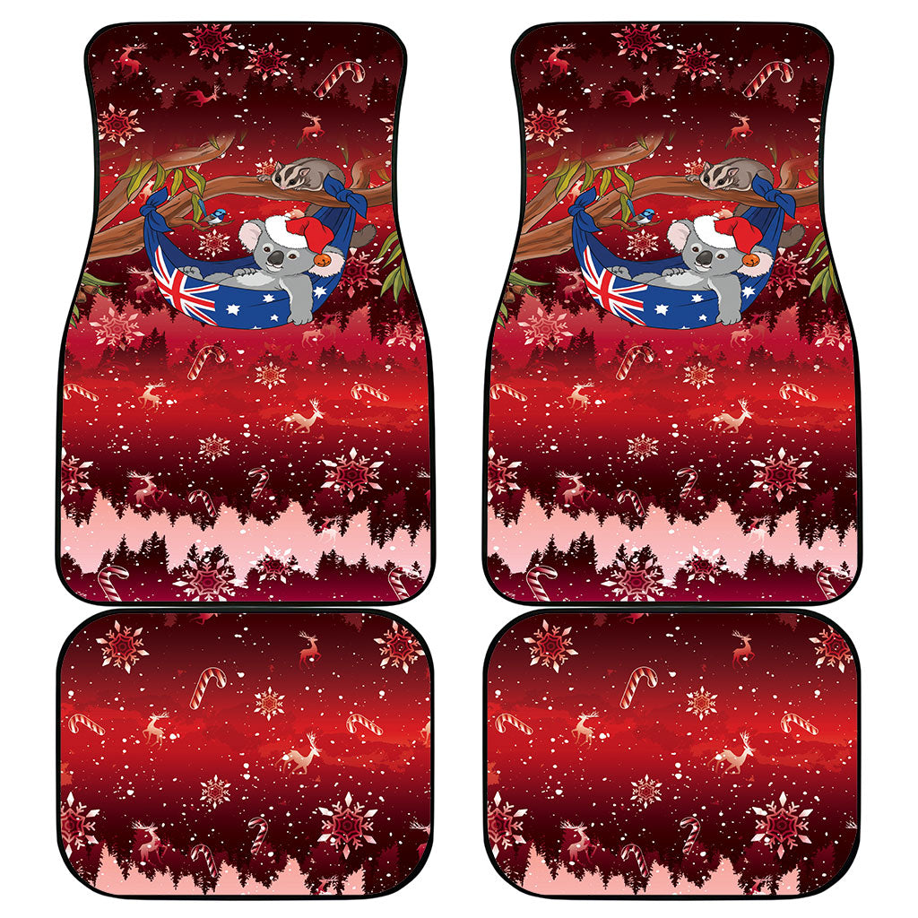 Aussie Festive Koala Christmas Car Mats Koala-ty Time Flag Hammock Red Style
