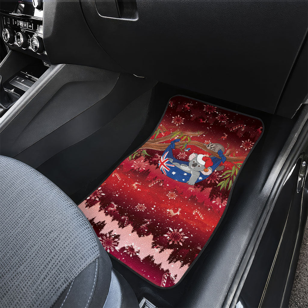 Aussie Festive Koala Christmas Car Mats Koala-ty Time Flag Hammock Red Style