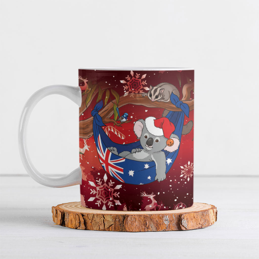 Aussie Festive Koala Christmas Ceramic Mug Koala-ty Time Flag Hammock Red Style