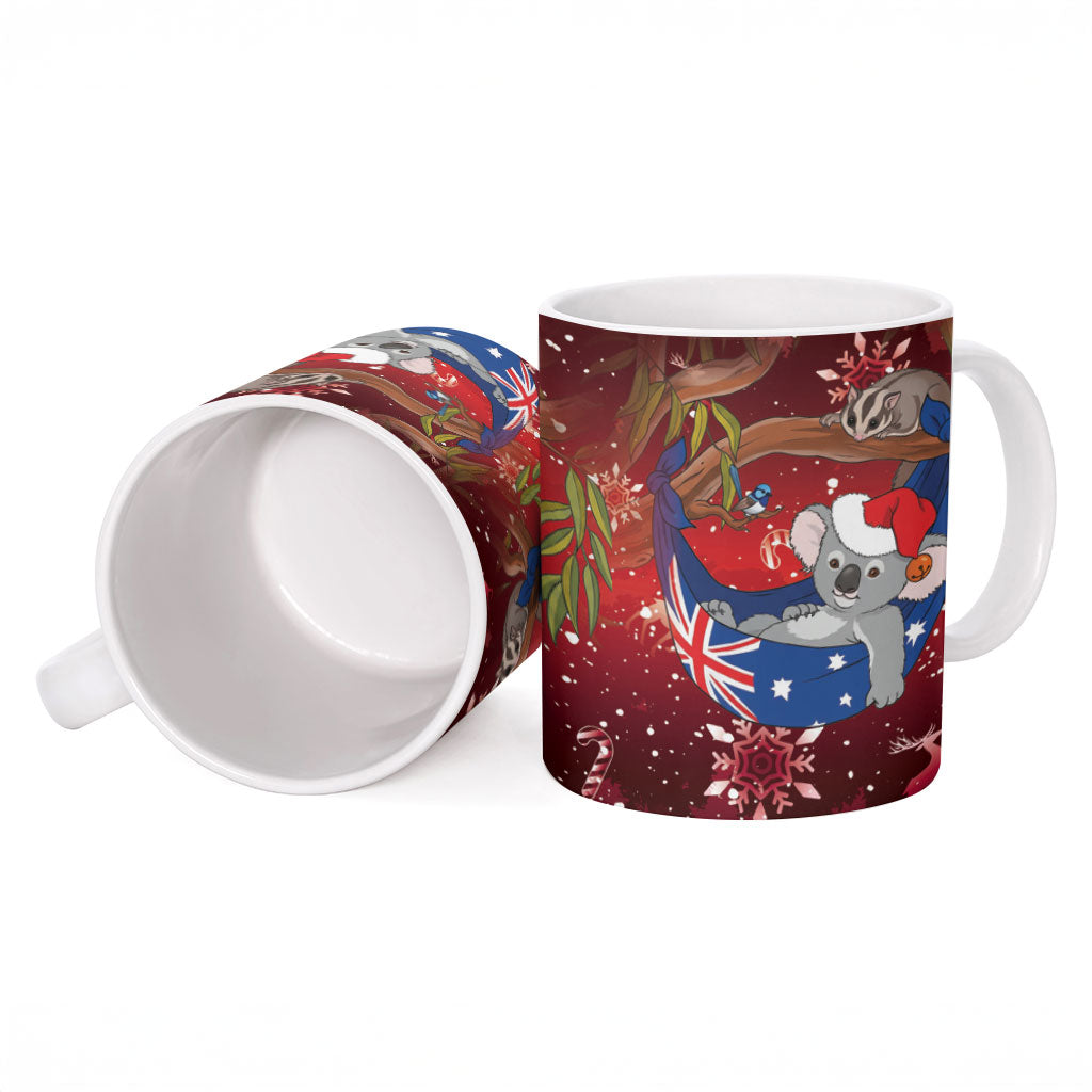 Aussie Festive Koala Christmas Ceramic Mug Koala-ty Time Flag Hammock Red Style