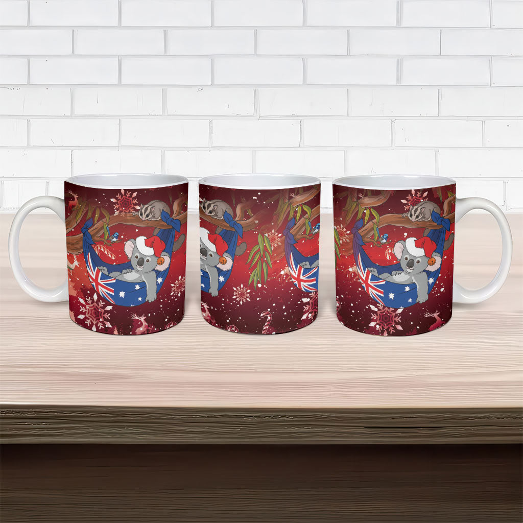 Aussie Festive Koala Christmas Ceramic Mug Koala-ty Time Flag Hammock Red Style