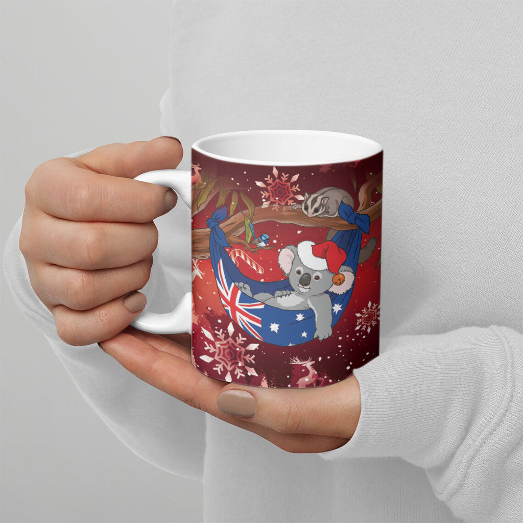 Aussie Festive Koala Christmas Ceramic Mug Koala-ty Time Flag Hammock Red Style