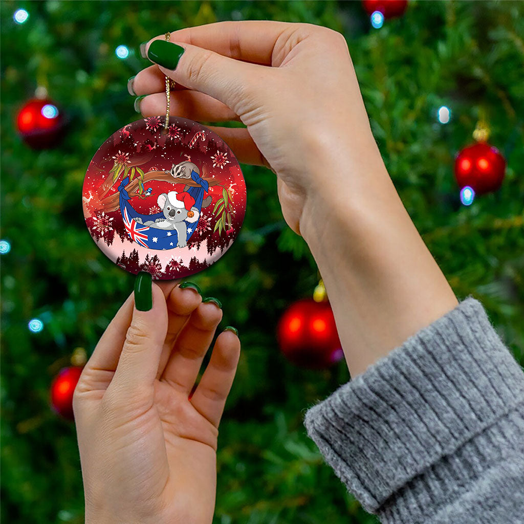 Aussie Festive Koala Christmas Ceramic Ornament Koala-ty Time Flag Hammock Red Style