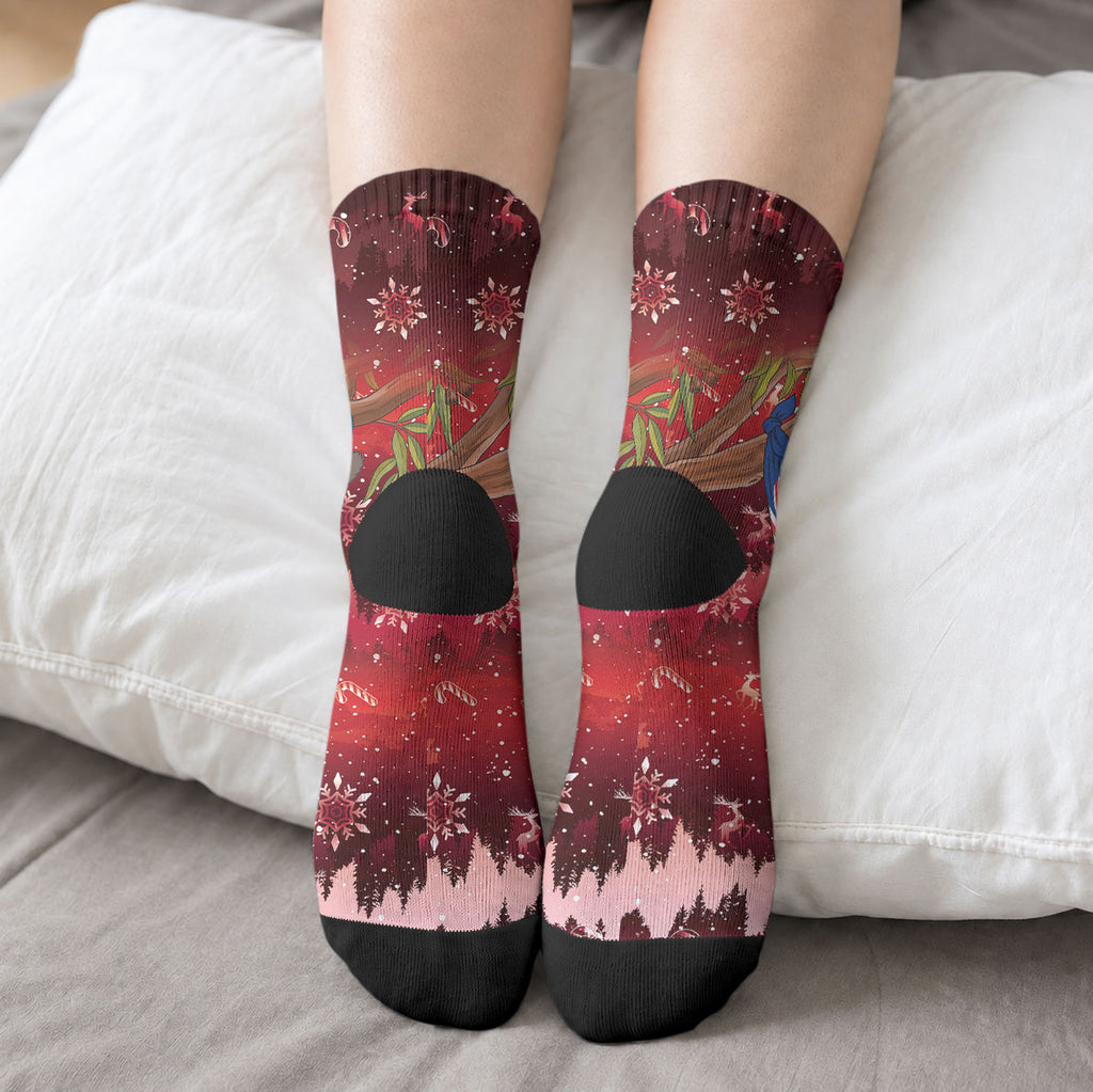 Aussie Festive Koala Christmas Crew Socks Koala-ty Time Flag Hammock Red Style