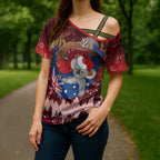 Aussie Festive Koala Christmas Cross Shoulder Shirt Koala-ty Time Flag Hammock Red Style