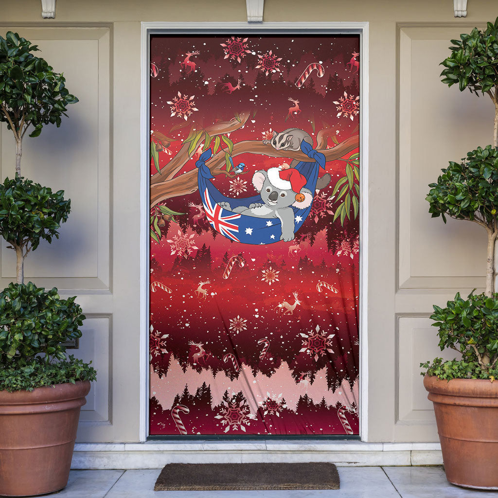 Aussie Festive Koala Christmas Door Cover Koala-ty Time Flag Hammock Red Style