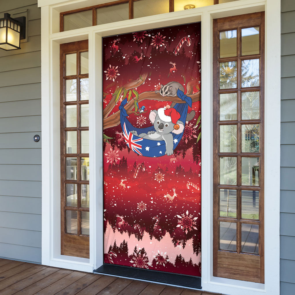 Aussie Festive Koala Christmas Door Cover Koala-ty Time Flag Hammock Red Style