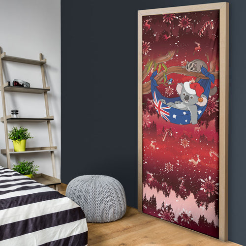 Aussie Festive Koala Christmas Door Cover Koala-ty Time Flag Hammock Red Style