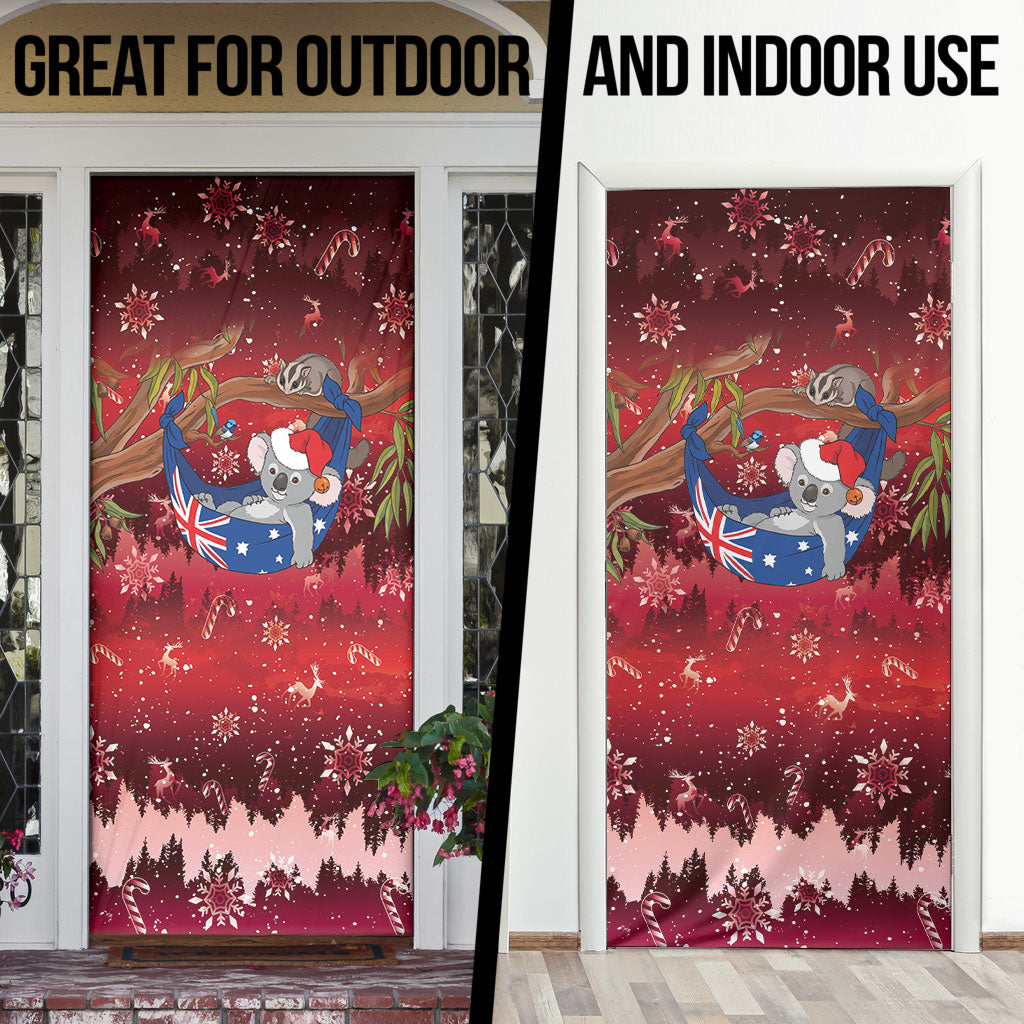 Aussie Festive Koala Christmas Door Cover Koala-ty Time Flag Hammock Red Style