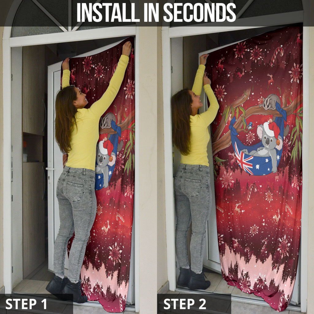 Aussie Festive Koala Christmas Door Cover Koala-ty Time Flag Hammock Red Style