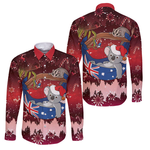 Aussie Festive Koala Christmas Family Matching Puletasi and Hawaiian Shirt Koala-ty Time Flag Hammock Red Style