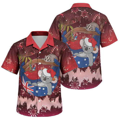 Aussie Festive Koala Christmas Family Matching Puletasi and Hawaiian Shirt Koala-ty Time Flag Hammock Red Style
