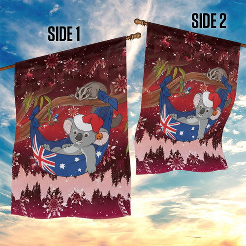 Aussie Festive Koala Christmas Garden Flag Koala-ty Time Flag Hammock Red Style