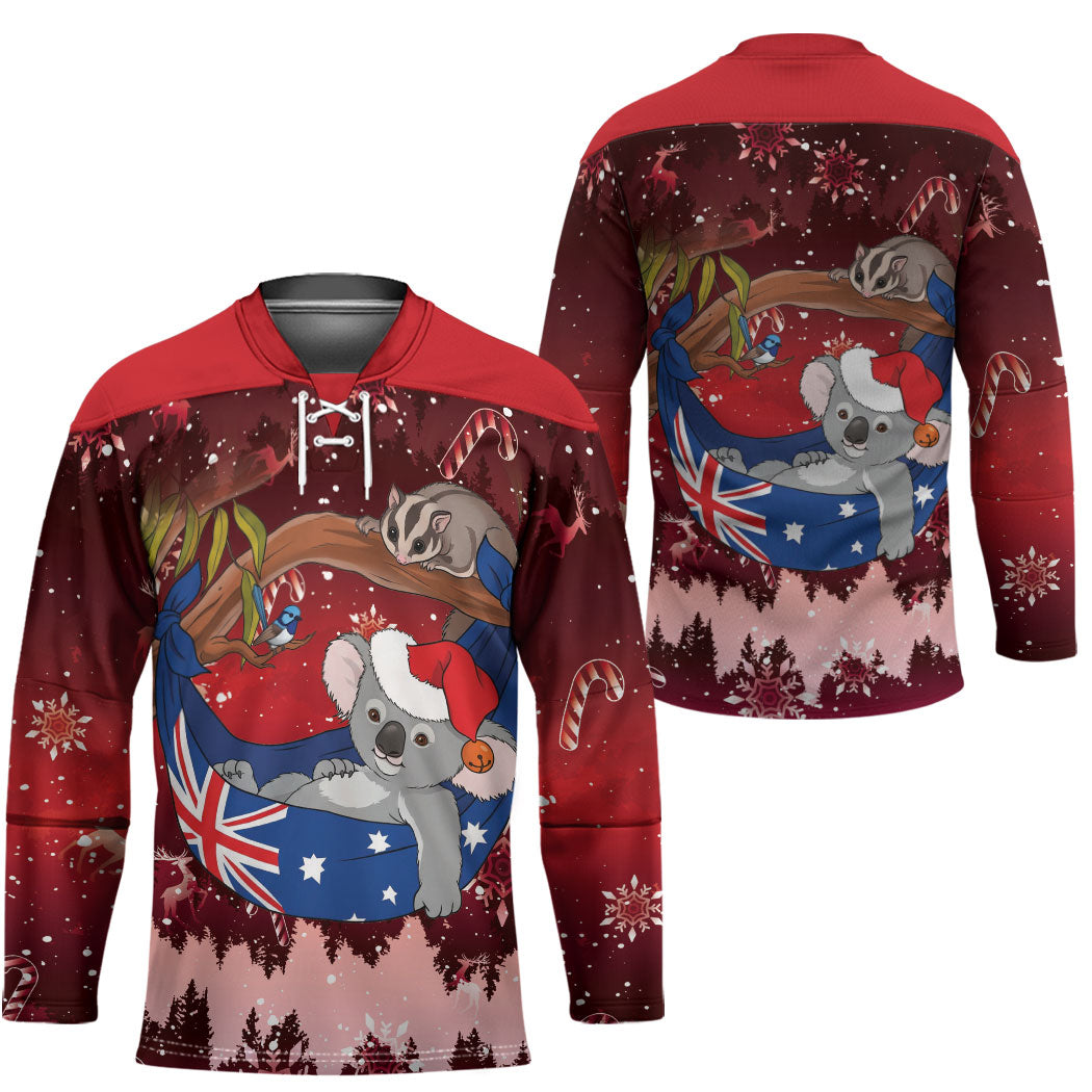 Aussie Festive Koala Christmas Hockey Jersey Koala-ty Time Flag Hammock Red Style