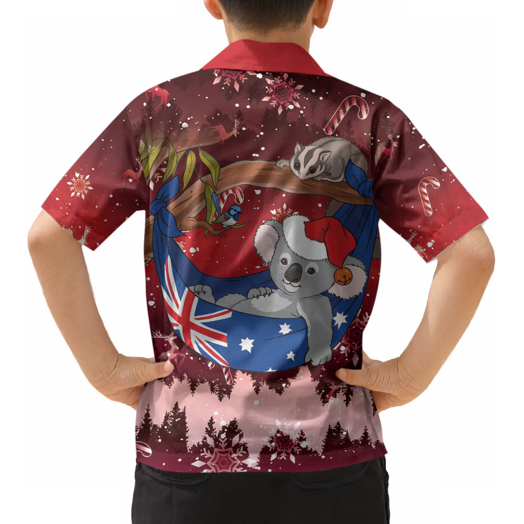 Aussie Festive Koala Christmas Kid Hawaiian Shirt Koala-ty Time Flag Hammock Red Style