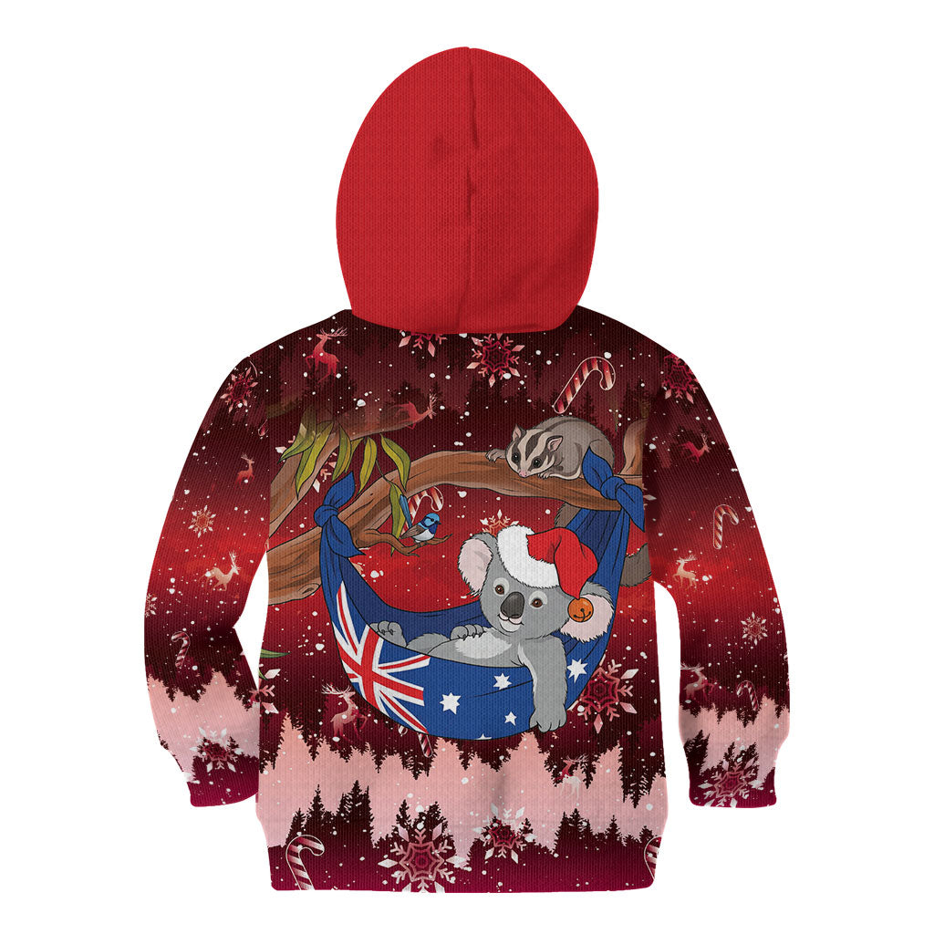 Aussie Festive Koala Christmas Kid Hoodie Koala-ty Time Flag Hammock Red Style