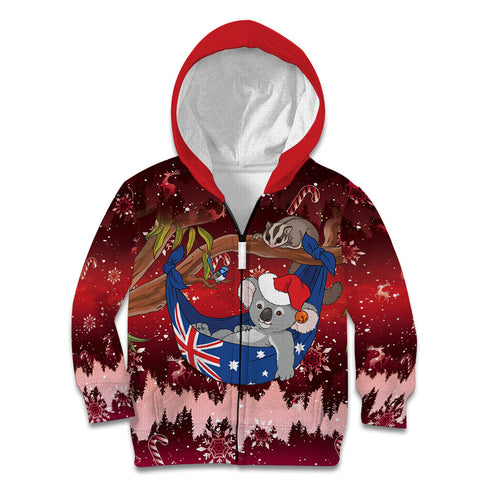 Aussie Festive Koala Christmas Kid Hoodie Koala-ty Time Flag Hammock Red Style