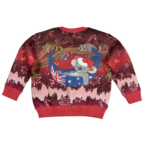 Aussie Festive Koala Christmas Kid Ugly Christmas Sweater Koala-ty Time Flag Hammock Red Style