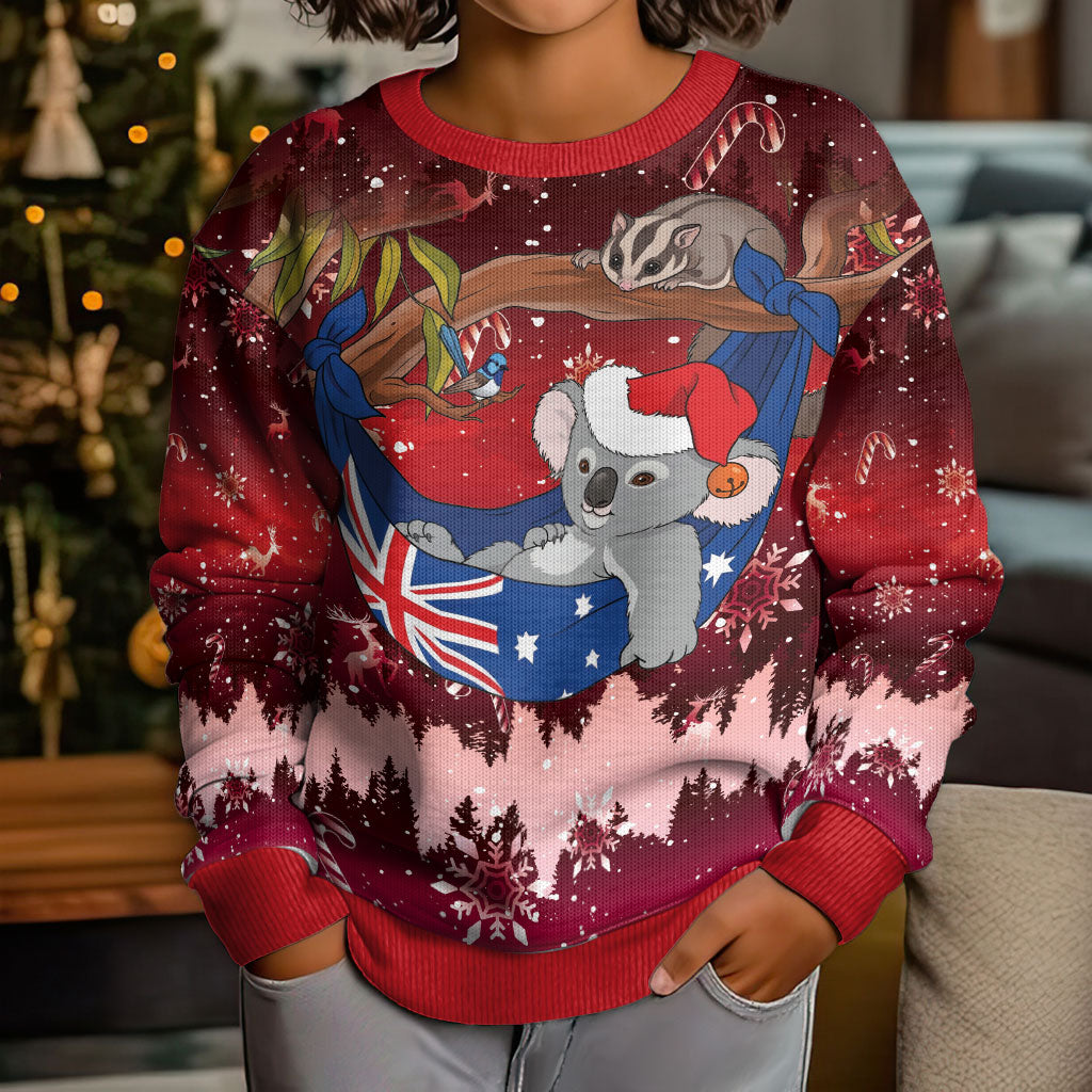 Aussie Festive Koala Christmas Kid Ugly Christmas Sweater Koala-ty Time Flag Hammock Red Style