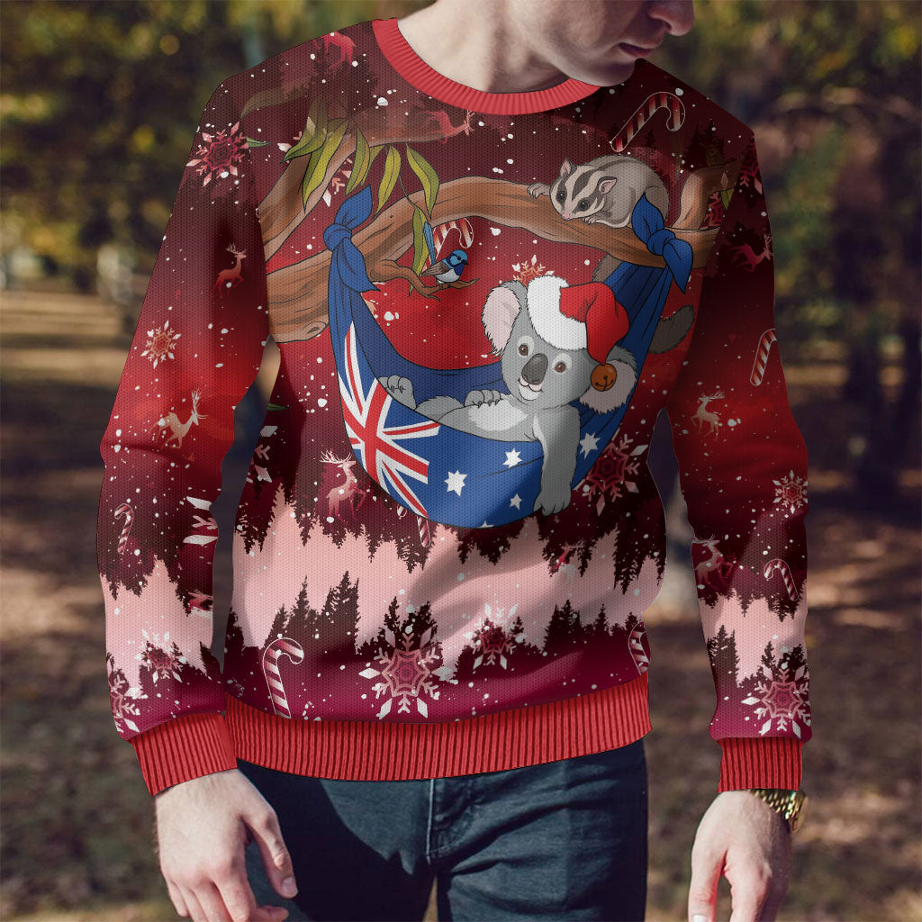 Aussie Festive Koala Christmas Ugly Christmas Sweater Koala-ty Time Flag Hammock Red Style