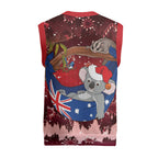 Aussie Festive Koala Christmas Knitted V-Neck Vest Koala-ty Time Flag Hammock Red Style