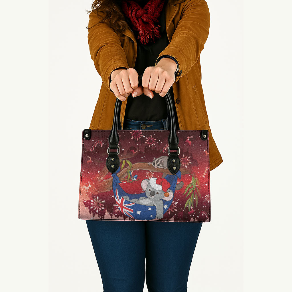 Aussie Festive Koala Christmas Leather Bag Koala-ty Time Flag Hammock Red Style