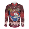 Aussie Festive Koala Christmas Long Sleeve Button Shirt Koala-ty Time Flag Hammock Red Style