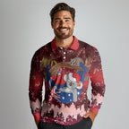 Aussie Festive Koala Christmas Long Sleeve Polo Shirt Koala-ty Time Flag Hammock Red Style