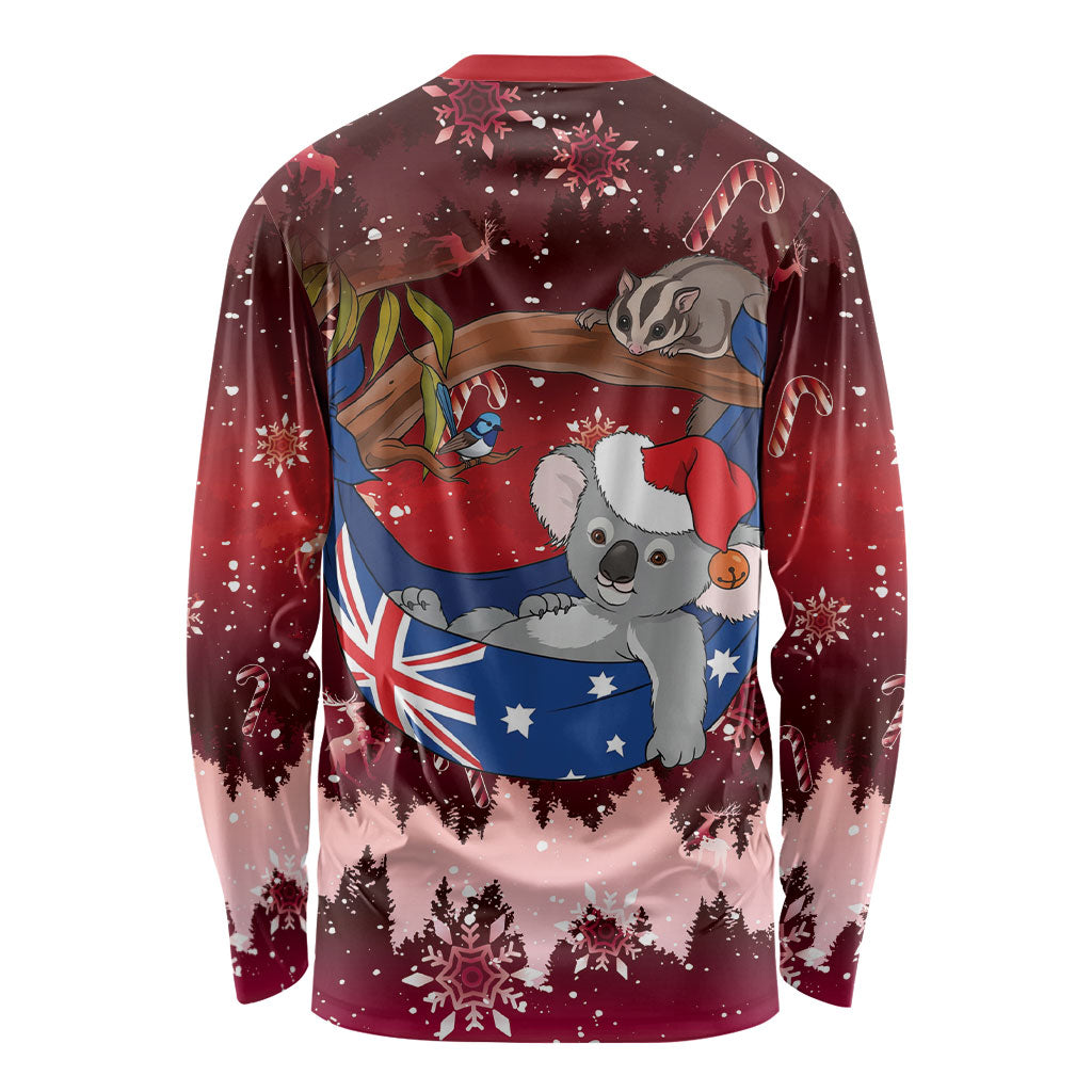 Aussie Festive Koala Christmas Long Sleeve Shirt Koala-ty Time Flag Hammock Red Style