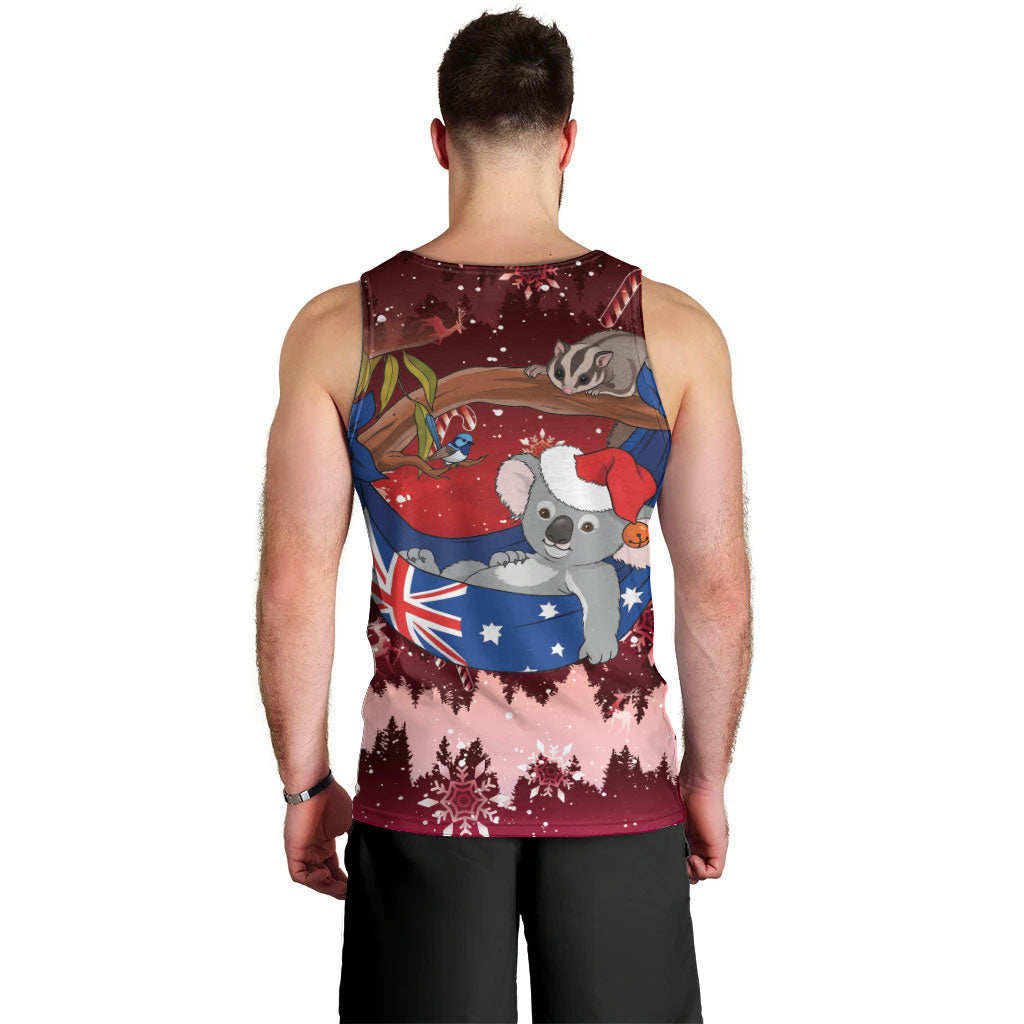 Aussie Festive Koala Christmas Men Tank Top Koala-ty Time Flag Hammock Red Style